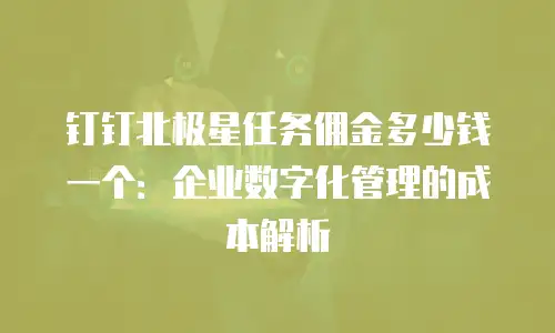 钉钉北极星任务佣金多少钱一个：企业数字化管理的成本解析