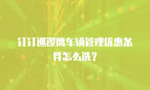钉钉巡逻鹰车辆管理优惠条件怎么选？