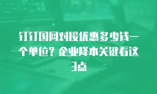 钉钉国网对接优惠多少钱一个单位？企业降本关键看这3点