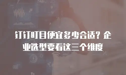 钉钉盯目便宜多少合适？企业选型要看这三个维度