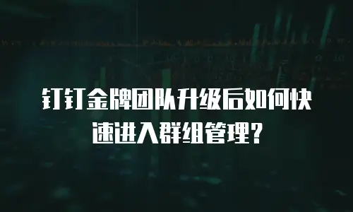 钉钉金牌团队升级后如何快速进入群组管理？