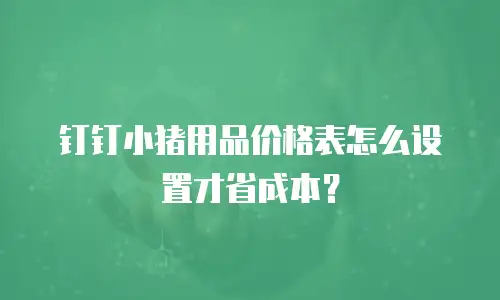 钉钉小猪用品价格表怎么设置才省成本？