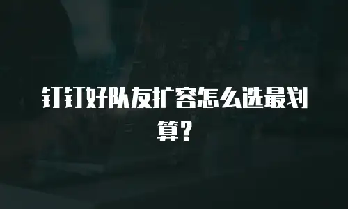 钉钉好队友扩容怎么选最划算？