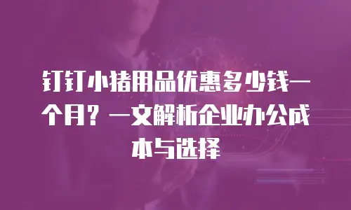 钉钉小猪用品优惠多少钱一个月？一文解析企业办公成本与选择