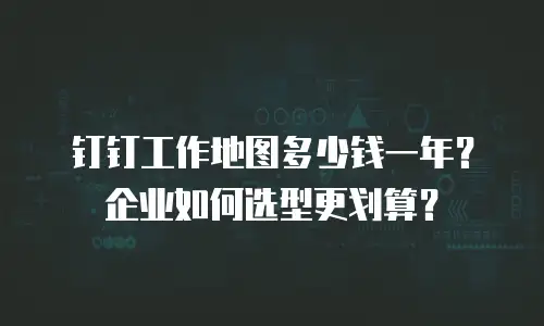 钉钉工作地图多少钱一年？企业如何选型更划算？