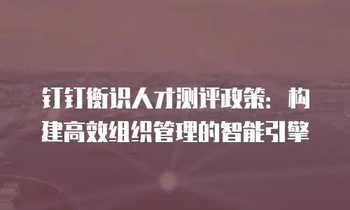 钉钉衡识人才测评政策：构建高效组织管理的智能引擎