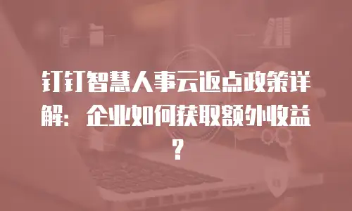 钉钉智慧人事云返点政策详解：企业如何获取额外收益？