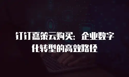 钉钉嘉策云购买：企业数字化转型的高效路径