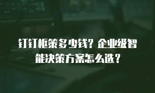 钉钉枢策多少钱？企业级智能决策方案怎么选？