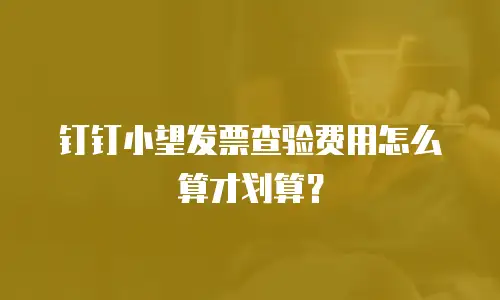 钉钉小望发票查验费用怎么算才划算？