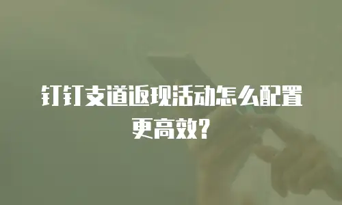 钉钉支道返现活动怎么配置更高效？