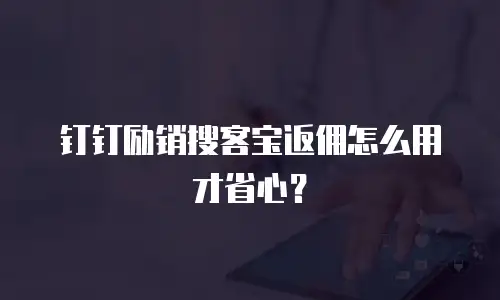 钉钉励销搜客宝返佣怎么用才省心？