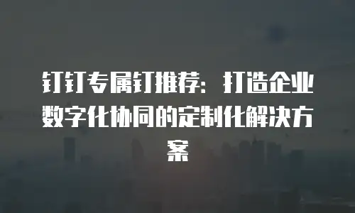钉钉专属钉推荐：打造企业数字化协同的定制化解决方案