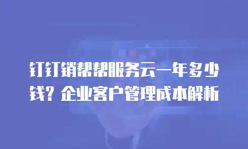 钉钉销帮帮服务云一年多少钱？企业客户管理成本解析