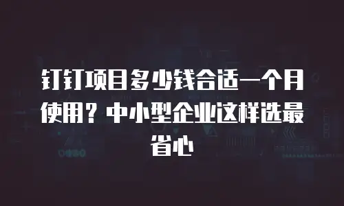 钉钉项目多少钱合适一个月使用？中小型企业这样选最省心
