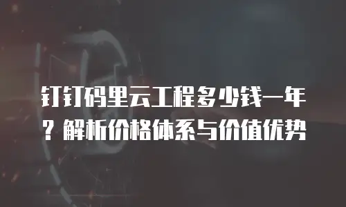 钉钉码里云工程多少钱一年？解析价格体系与价值优势