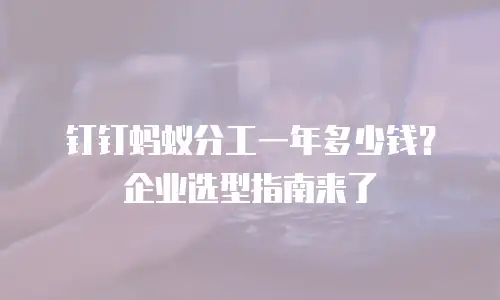 钉钉蚂蚁分工一年多少钱？企业选型指南来了