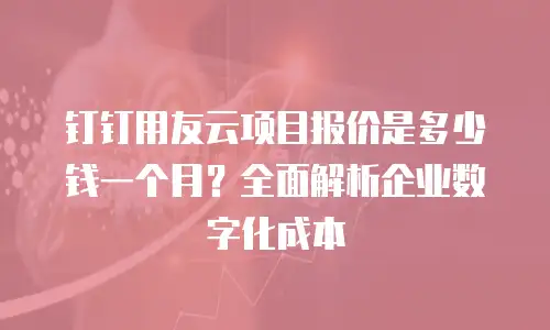 钉钉用友云项目报价是多少钱一个月？全面解析企业数字化成本
