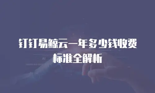 钉钉易鲸云一年多少钱收费标准全解析