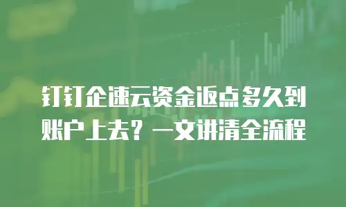 钉钉企速云资金返点多久到账户上去？一文讲清全流程