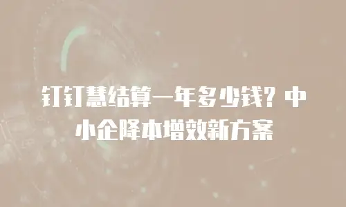 钉钉慧结算一年多少钱？中小企降本增效新方案