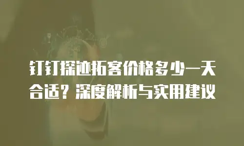 钉钉探迹拓客价格多少一天合适？深度解析与实用建议