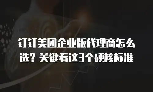 钉钉美团企业版代理商怎么选？关键看这3个硬核标准
