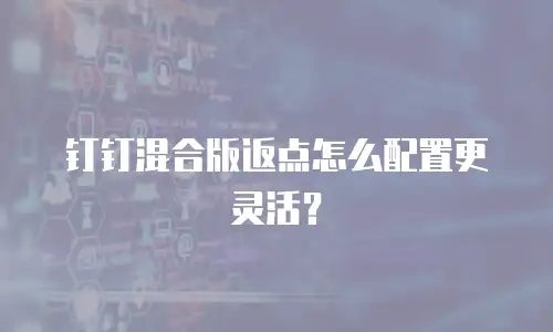 钉钉混合版返点怎么配置更灵活？