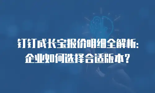 钉钉成长宝报价明细全解析：企业如何选择合适版本？