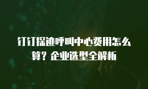 钉钉探迹呼叫中心费用怎么算？企业选型全解析