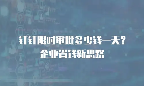 钉钉限时审批多少钱一天？企业省钱新思路