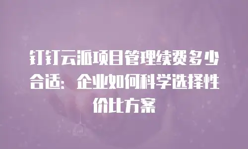 钉钉云派项目管理续费多少合适：企业如何科学选择性价比方案