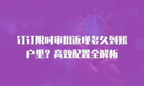 钉钉限时审批返现多久到账户里？高效配置全解析