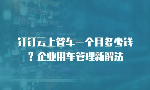 钉钉云上管车一个月多少钱？企业用车管理新解法