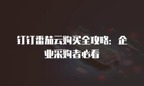 钉钉番茄云购买全攻略：企业采购者必看