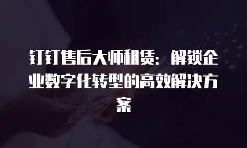 钉钉售后大师租赁：解锁企业数字化转型的高效解决方案