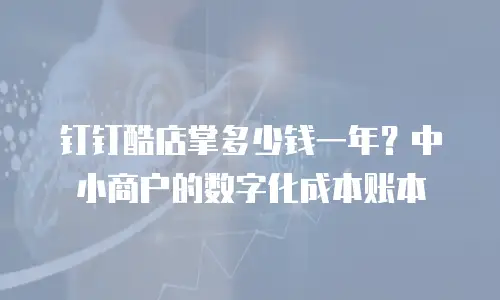 钉钉酷店掌多少钱一年？中小商户的数字化成本账本