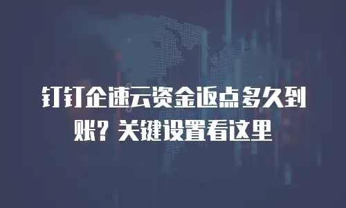钉钉企速云资金返点多久到账？关键设置看这里