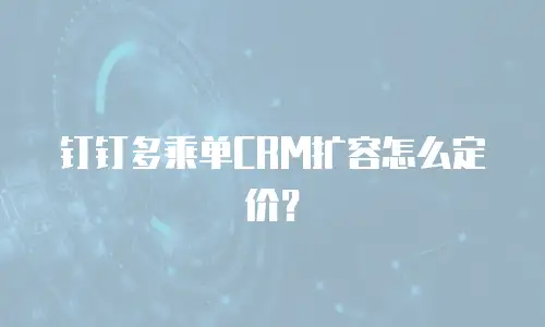 钉钉多乘单CRM扩容怎么定价？