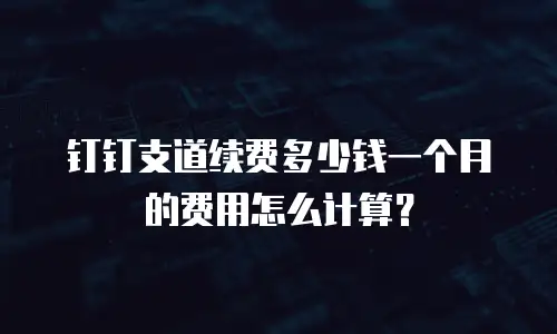 钉钉支道续费多少钱一个月的费用怎么计算？