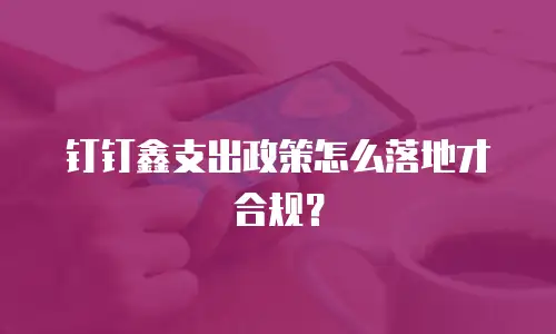 钉钉鑫支出政策怎么落地才合规？