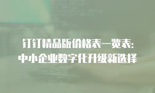 钉钉精品版价格表一览表：中小企业数字化升级新选择
