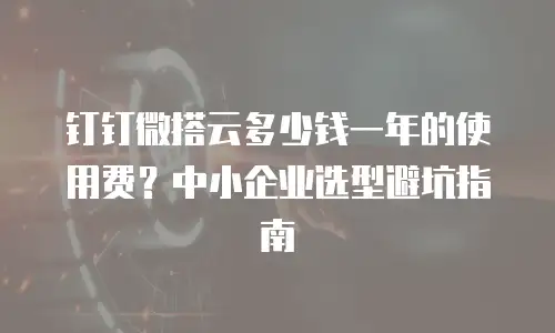 钉钉微搭云多少钱一年的使用费？中小企业选型避坑指南