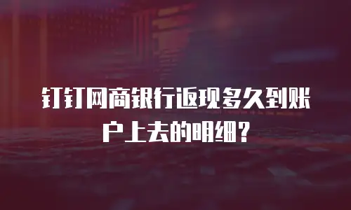 钉钉网商银行返现多久到账户上去的明细？