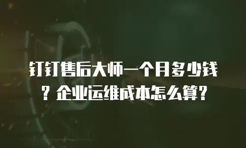 钉钉售后大师一个月多少钱？企业运维成本怎么算？