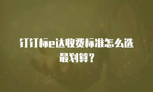 钉钉标e达收费标准怎么选最划算？