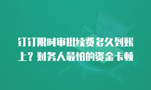 钉钉限时审批续费多久到账上？财务人最怕的资金卡顿