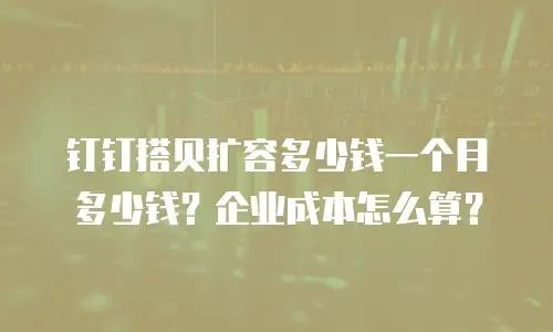钉钉搭贝扩容多少钱一个月多少钱？企业成本怎么算？