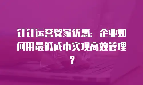 钉钉运营管家优惠：企业如何用最低成本实现高效管理？