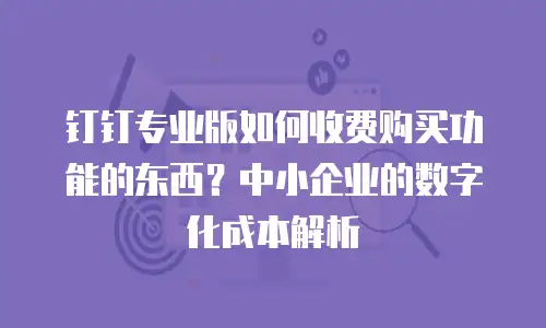 钉钉专业版如何收费购买功能的东西？中小企业的数字化成本解析